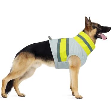 Imagem de PUMYPOREITY Colete refletivo para cães com zíper, colete de segurança para cães de alta visibilidade para caminhadas, acampamento, jaqueta ajustável à prova d'água protege cães de caça e acidentes de