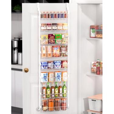 Imagem de LAMU Organizadores e armazenamento de despensa sobre a porta, suporte de temperos suspenso de 8 camadas, prateleiras de armazenamento de casa e cozinha para armário, organizador de temperos de grande
