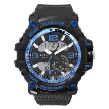 Imagem de Relógio Masculino Tuguir AnaDigi TG253 - Preto e Azul - TUGUIR IND