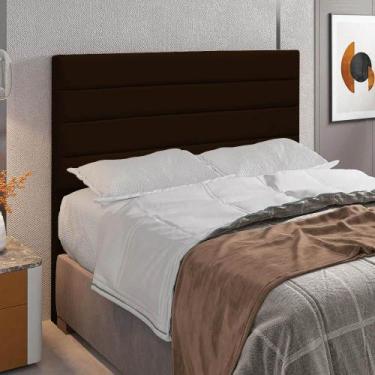 Imagem de Cabeceira Casal Cama Box 140cm para Quarto Rubi Suede Marrom M11 - D'R