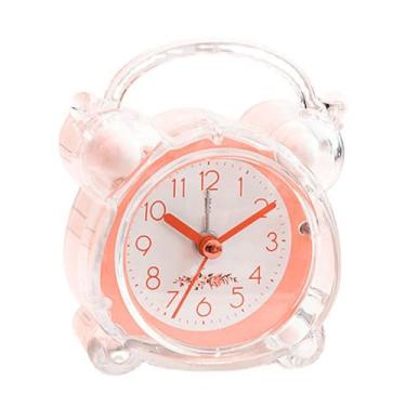 Imagem de Sunicon Despertador alto para pessoas com sono pesado, ABS Twin Bell analógico infantil relógio de quartzo silencioso sem tique-taque para quartos cabeceira (rosa)