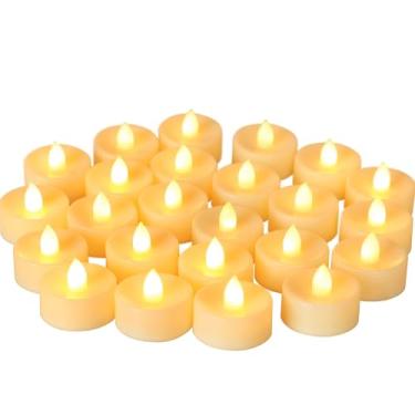 Imagem de CANDLE CHOICE Luzes de chá sem chamas operadas por bateria, velas de LED cintilantes para mesa de casamento, centros de mesa, Halloween, Ação de Graças, Natal, decoração, pilhas, incluindo luz âmbar