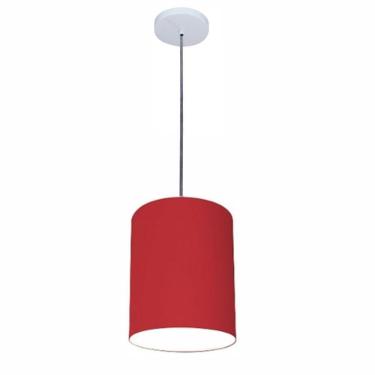 Imagem de Lustre Luminária Pendente Vivare Free Lux Pe-4104br Cúpula Em Tecido 15x25cm Bordo Canopla Branca E Fio Cristal