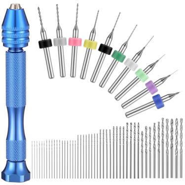 Imagem de Zhehao O conjunto de 59 brocas manuais inclui 49 peças de broca manual de torno de metal micro mini brocas giratórias e 10 peças de carboneto de tungstênio PCB ferramentas rotativas para fazer joias