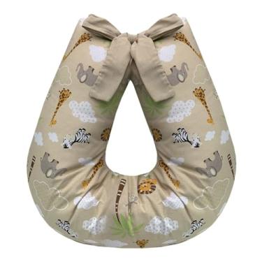 Imagem de Almofada de Amamentação com Zíper e Refil – Diversas Estampas para Meninos e Meninas, Conforto e Praticidade (SAFARI CÁQUI)