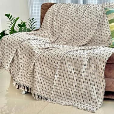 Imagem de Manta Macia para Sofá Grande Algodão Colorida (Tijolinho branco, 2,40x1,50 m)