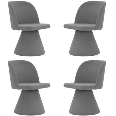 Imagem de Kit 04 Cadeiras de Jantar Base Fixa Liz Linho Cinza - Nexta Casa