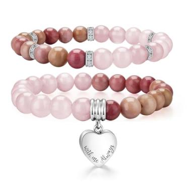 Imagem de XIUDA 2 peças de pulseira delicada de cristal cremação memorial urna elástica coração joia de lembrança feita à mão para cinzas joia memorial para mulheres - With Me Always, Medium, Pedra, Sem Pedra