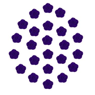 Imagem de Kit C/24 Miçangas em Resina Flor Rosa Roxo 2 cm
