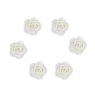 Imagem de Kit C/6 Miçangas em Resina Flor Rosa Branca 2 cm