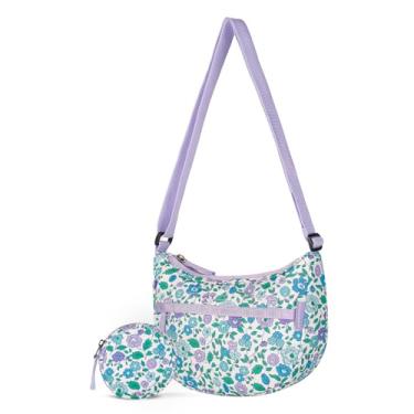 Imagem de Choco Mocha Bolsa transversal para meninas, 4, 5, 6, 7, 8, 9, 10 anos, presente de aniversário e Natal, Floral azul roxo