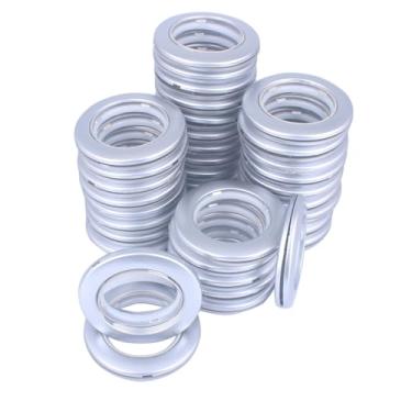 Imagem de KEJNYT 36 peças de ilhós de cortina, diâmetro interno 40 mm-75 mm (1-9/40.6 cm) anéis de ilhó de cortina de silêncio ilhós romanos para cortinas drapeadas (prata)