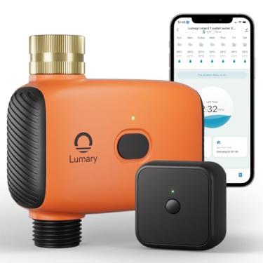 Imagem de Lumary Temporizador de irrigação WiFi, temporizador de água inteligente para mangueira de jardim, sistema de controle automático de irrigação, controle de aplicativo/voz/manual, funciona com Alexa