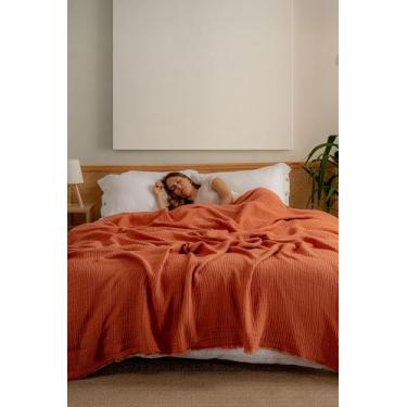 Imagem de RAYME TEKSTIL Cobertor de musselina - Cobertor de gaze versátil leve e leve puro 100% algodão turco para cama, sofá, tijolo, Califórnia King Size (241 cm x 317 cm))
