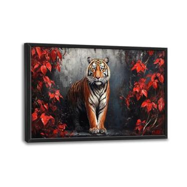 Imagem de Olivine Arte de parede grande de tigre, decoração de parede de imagens de vida selvagem, pintura de animais selvagens, impressões em tela da natureza Langscape, arte emoldurada para sala de jantar