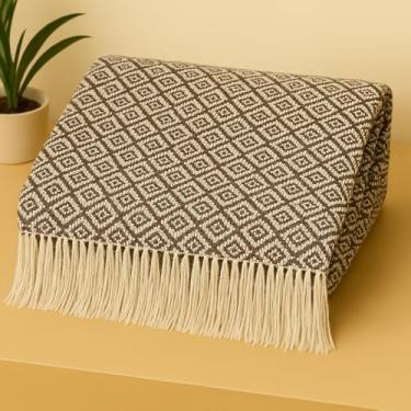 Imagem de Manta para Sofá Estrela Grande Luxo Casa 240x180cm Capa Protetora Antipoeira e Decorativa Manta de Sofá Premium(Estrela 2.4x1.8M Marrom/Branco)