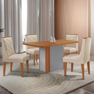 Imagem de Mesa De Jantar Isadora 4 Cadeiras Isadora Veludo Creme