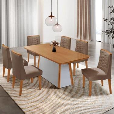 Imagem de Mesa De Jantar Diane-180cm Tampo Mdf Lam 6 Cadeiras Eloise