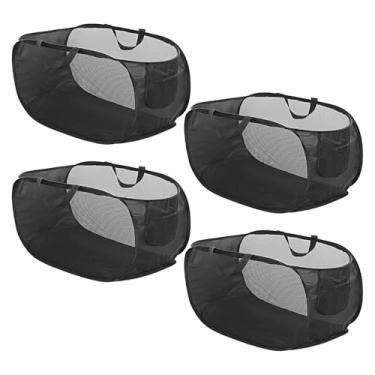 Imagem de Pacote com 4 cestos de roupa suja de malha pop-up, cestos de roupa suja dobráveis abertos com alça durável, cestos de roupas de plástico para casa, faculdade, dormitório, viagem
