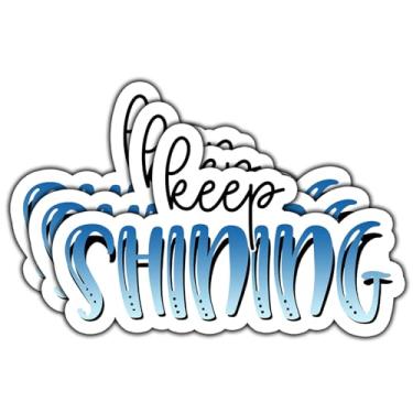Imagem de (3 peças) Adesivo Keep Shining com citação engraçada decalques motivacionais adesivos de vinil à prova d'água inspiradores para livros, laptops, telefone, garrafas de água, copo Kindle de 7,6 cm