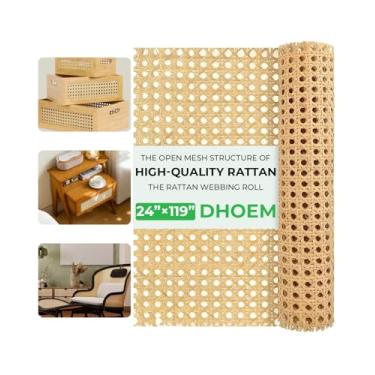 Imagem de Correias de cana de 61 x 39 cm, rolo de tela de cana de vime natural, material de bengala de malha aberta, móveis DIY, consertos de armário, teto, cama e kits de substituição