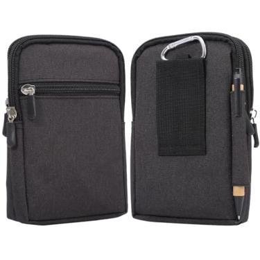 Imagem de Coldre vertical com clipe de cinto para celular, bolsa de cintura de telefone para homens, suporte de nylon para smartphone com alça de cinto, bolsa de cinto para celular, carteira com zíper, bolsa de