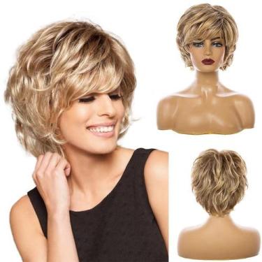 Imagem de Peruca Kaneles Short Blonde Ondulada Sintética  branca