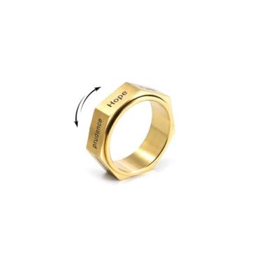 Imagem de ChicGlowz Anel giratório Fidget para mulheres, aço inoxidável, esperança, inspirador, alívio da ansiedade, anéis giratórios para polegar, simples, personalizado, Natal, aniversário, joias, presentes
