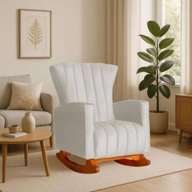 Imagem de Poltrona Amamentação E Descanso Pés Balanço Libia Suede Suede Bege