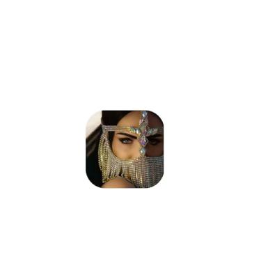 Imagem de Máscara sexy com borla de strass para mulheres, corrente de cristal para rosto, corrente de cabelo para fantasia de carnaval, baile de máscaras, Medium, Metal, Sem Pedra Preciosa
