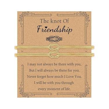 Imagem de TIYIMIYUXU Pulseiras da amizade, design de nó dourado e prata, conjunto de casais combinando com cartão de mensagem, pacote com 2, One Size, Latão, Turquesa estabilizada