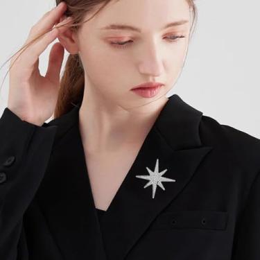 Imagem de Broche de estrela de strass para mulheres homens simples imitação brilhante cristal corpete broches lapela vestidos terno cachecol xale acessórios casamento buquê flor flor sorte jóias, Small, Metal
