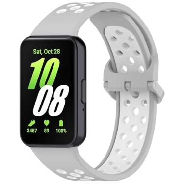 Imagem de Pulseira de relógio para Samsung Galaxy Fit 3 xDfind duas cores de silicone respirável (cinza branco)