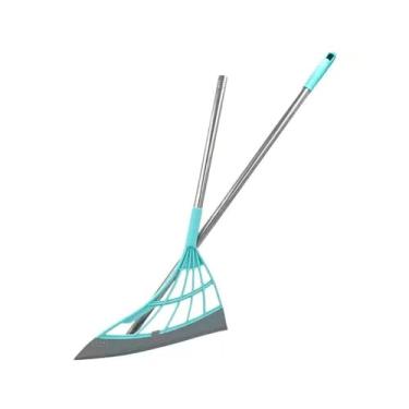 Imagem de Vassoura Mágica Multifuncional Ajustável de Silicone, Cabo Telescópico em Aço Inoxidável, Flexível para Limpeza de Pisos