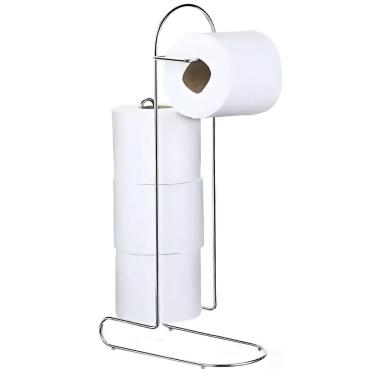 Imagem de Porta Papel Higiênico de Chão Cromado para 4 Rolos Mali
