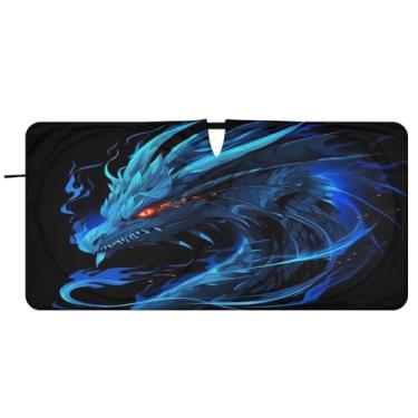 Imagem de ATTX Para-brisa Dragon Car - 149.9 cmx76.2 cm Universal Sun Shield Visor | Acessórios automáticos refletores de calor para proteção do para-brisa dianteiro #941