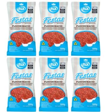 Imagem de Confeito Granulado Vermelho Gourmet Flocos Macios Cor e Sabor Kit 6 Pacotes