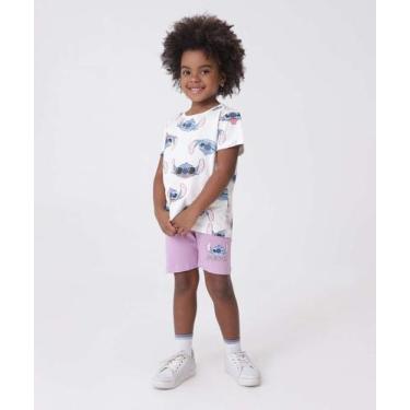 Imagem de Conjunto Infantil Stitch Disney Tam 4 a 10-37083, Off white, Lilás, 10
