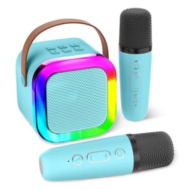 Imagem de Máquina de Karaokê com Microfone Sem Fio Portátil para Adultos Alto-Falante BT 5 0 Luzes RGB Cartão TF Expandível 64G Type-C Fone Ouvido Auxin Monitoramento Festa Reunião