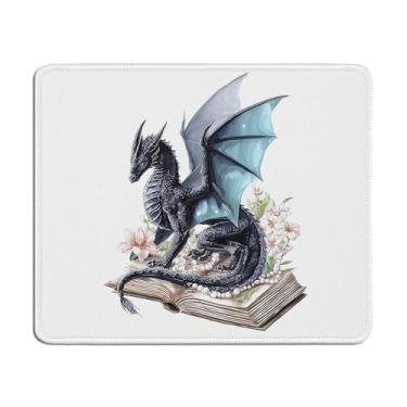 Imagem de TopXmai Mouse pad dragão azul para mesa, presente de dragão mítico fantasia para mulheres, leitor leitor de leitor de livros mousepad para computadores, laptop, mesa, casa, escritório, dormitório