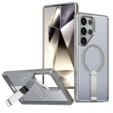 Imagem de Jshru Capa para Samsung Galaxy S23 Ultra/S22 Ultra com [2 peças] Protetores de tela HD, compatível com MagSafe [proteção contra quedas de grau militar], capa fina translúcida com suporte invisível