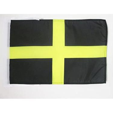 Imagem de Bandeira de São Davi 45.7 cm x 12'' cordões - Dewi Sant Pequenas bandeiras 30 x 45 cm - Banner 45.7x30.5 cm - AZ FLAG