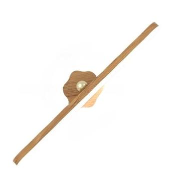 Imagem de Luminária LED de Madeira USB Recarregável com Base Magnética para Quarto, Armário e Espelho(2 Unis)