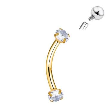 Imagem de Conjunto De Piercing De Sobrancelha Em Titânio 5A CZ 16G Com Rosca Int