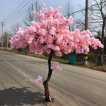 Imagem de YYBOES Planta simuladora rosa artificial cerejeira/flor de pêssego, decoração de flor de seda Sakura falsa, decoração de festa interna e externa Wevent Restaurante Shopping 2 x 2 m