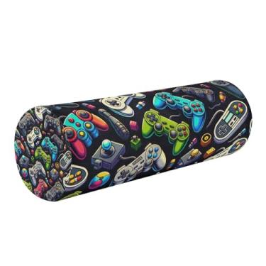 Imagem de WELLDAY Almofada de rolo de pescoço para vários gamepads – Reforço cilíndrico redondo de espuma viscoelástica extra densa para suporte cervical, espondilose, alívio da dor no pescoço