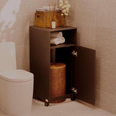 Imagem de Armario Organizador Cesto De Roupas Para Banheiro com Rodinha Multiuso