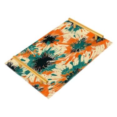 Imagem de Wassud Bandeja de banheiro floral abstrata com alças organizador de perfume de joias de acrílico para banheiro, quarto, cozinha, balcão de 30 x 20 cm