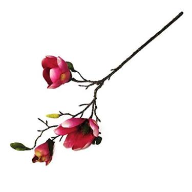 Imagem de LMJYU Flores artificiais com 5 galhos de flores com haste para decoração de casa, buquês de casamento, centros de mesa, arranjos de festa, chá de bebê