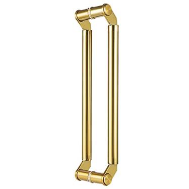 Imagem de Maçaneta de porta de celeiro deslizante, maçanetas de porta push pull de vidro de chuveiro barras redondas de aço inoxidável maçaneta de porta de entrada contemporânea (ouro 80 cm/31,5 pol.) (ouro 60